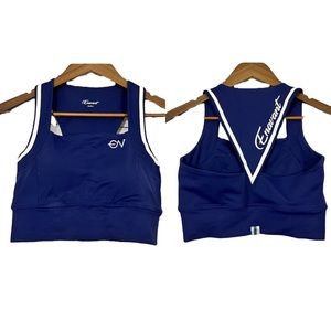 Enavant Active ENVT Navy Blue White Triangle Racerback Bra Top Sport Bra Size M